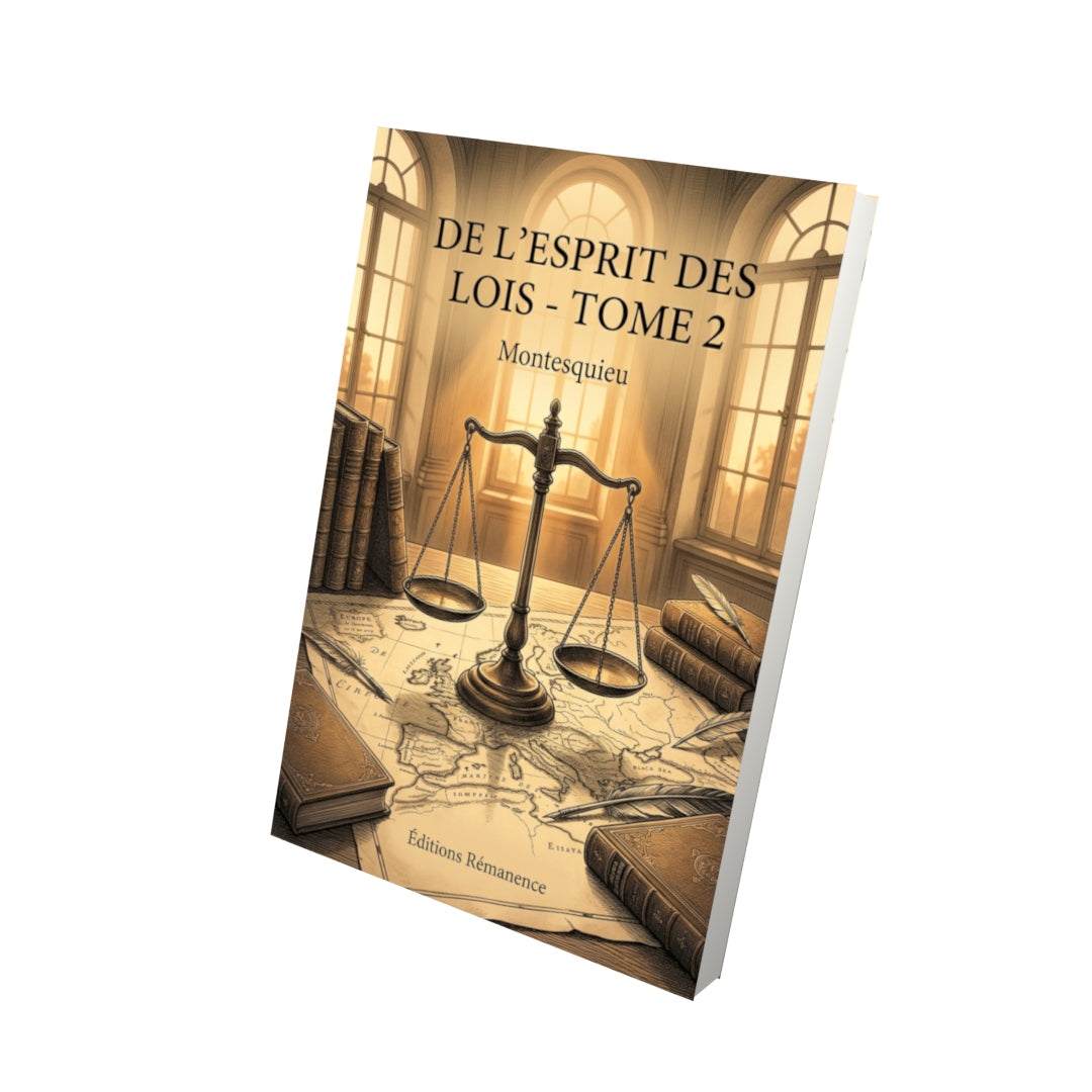 Livre De l’esprit des lois - Tome 2 par Montesquieu - Vue 3D - Editions Remanence