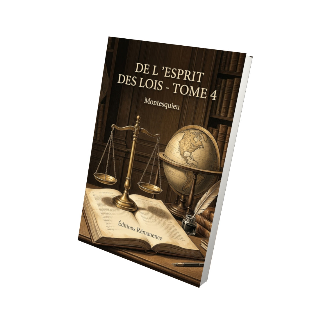Livre De l’esprit des lois - Tome 4 par Montesquieu - Vue 3D - Editions Remanence