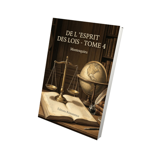 Livre De l’esprit des lois - Tome 4 par Montesquieu - Vue 3D - Editions Remanence