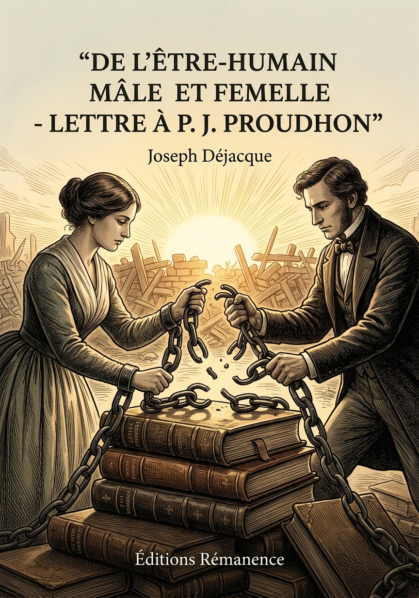 Livre De l’Être-Humain mâle et femelle - Lettre à P. J. Proudhon par Joseph Déjacque - Couverture - Editions Remanence