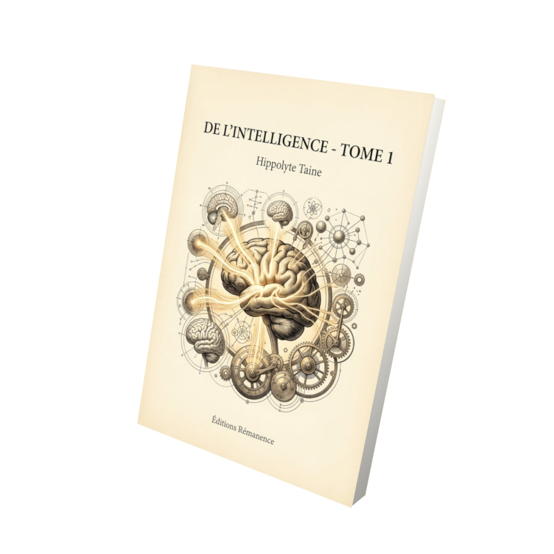 Livre De l’intelligence - Tome 1 par Hippolyte Taine - Vue 3D - Editions Remanence