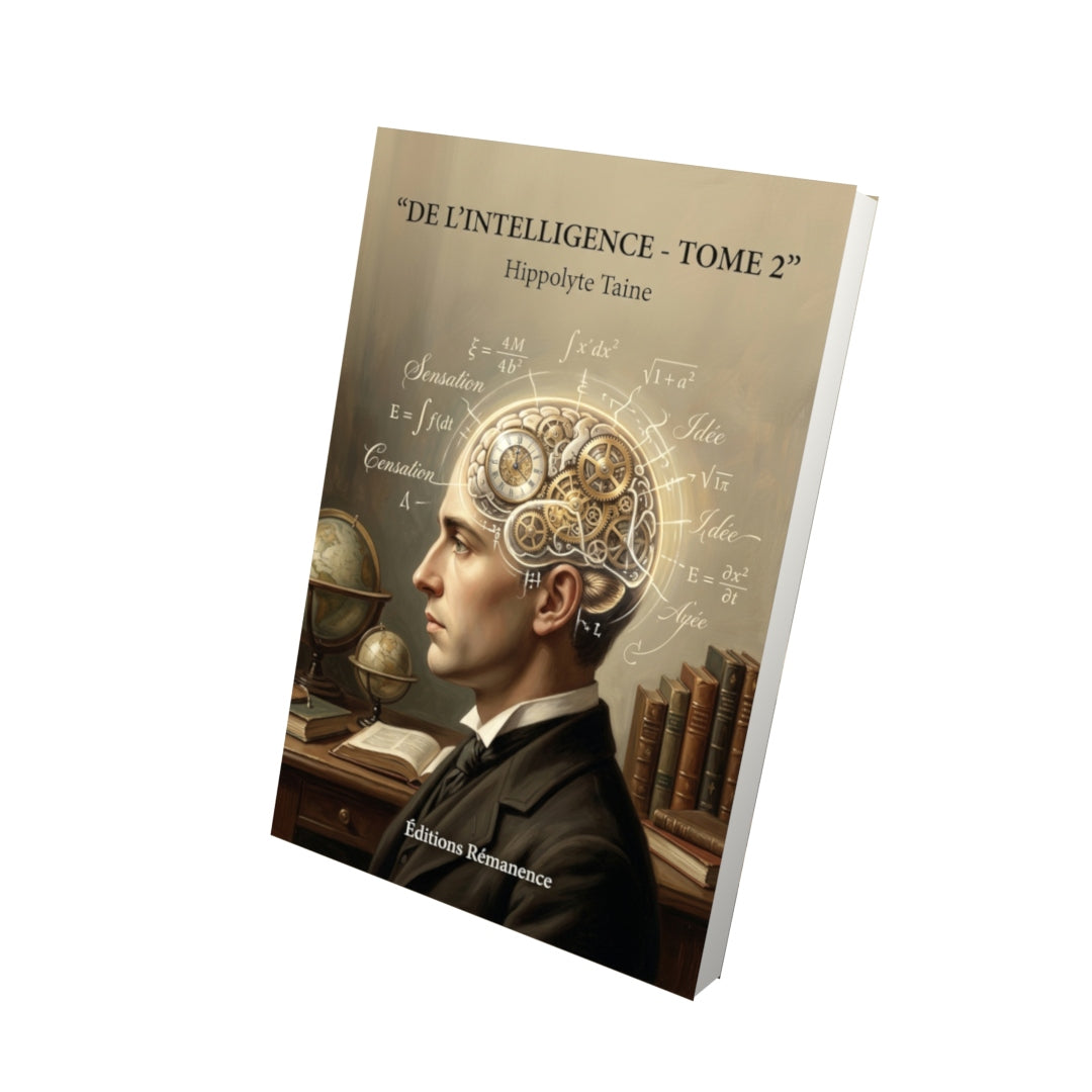 Livre De l’intelligence - Tome 2 par Hippolyte Taine - Vue 3D - Editions Remanence