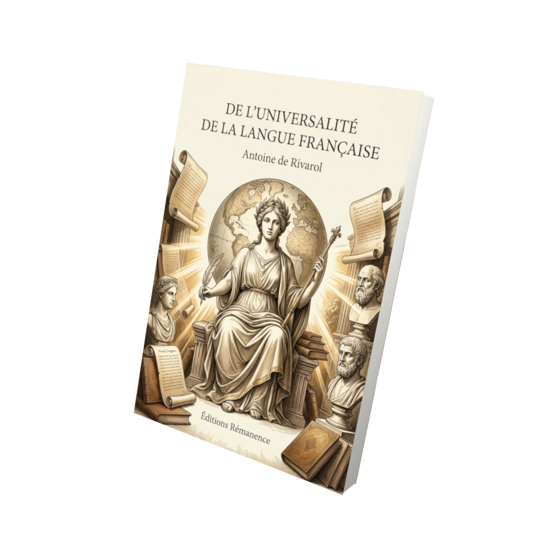 Livre De l’Universalité de la langue française par Antoine de Rivarol - Vue 3D - Editions Remanence
