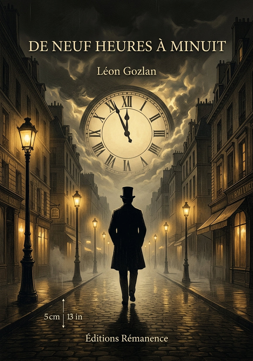 Livre De neuf heures à minuit par Léon Gozlan - Couverture - Editions Remanence