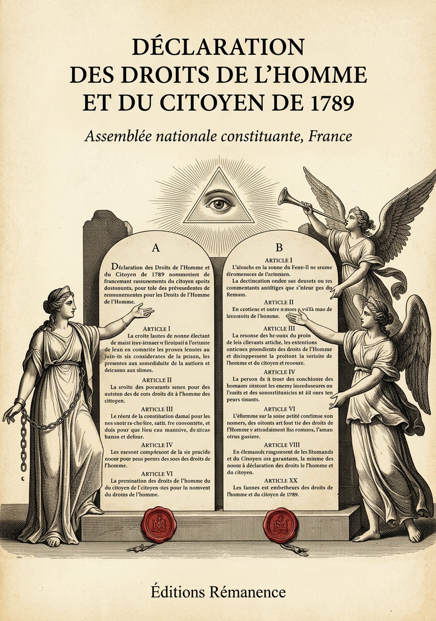 Livre Déclaration des Droits de l’Homme et du Citoyen de 1789 par Assemblée nationale constituante, France - Couverture - Editions Remanence