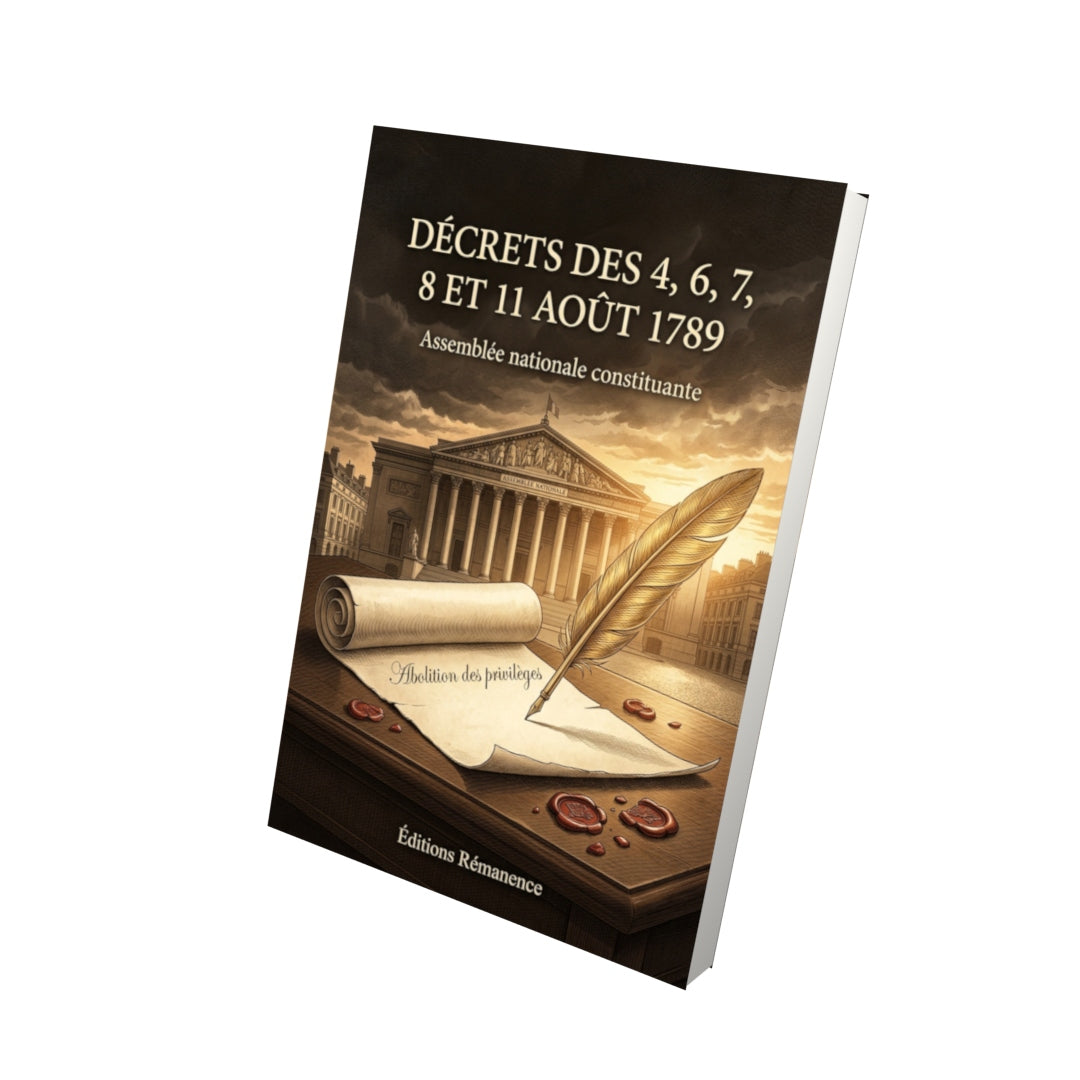 Livre Décrets des 4, 6, 7, 8 et 11 août 1789 par Assemblée nationale constituante - Vue 3D - Editions Remanence