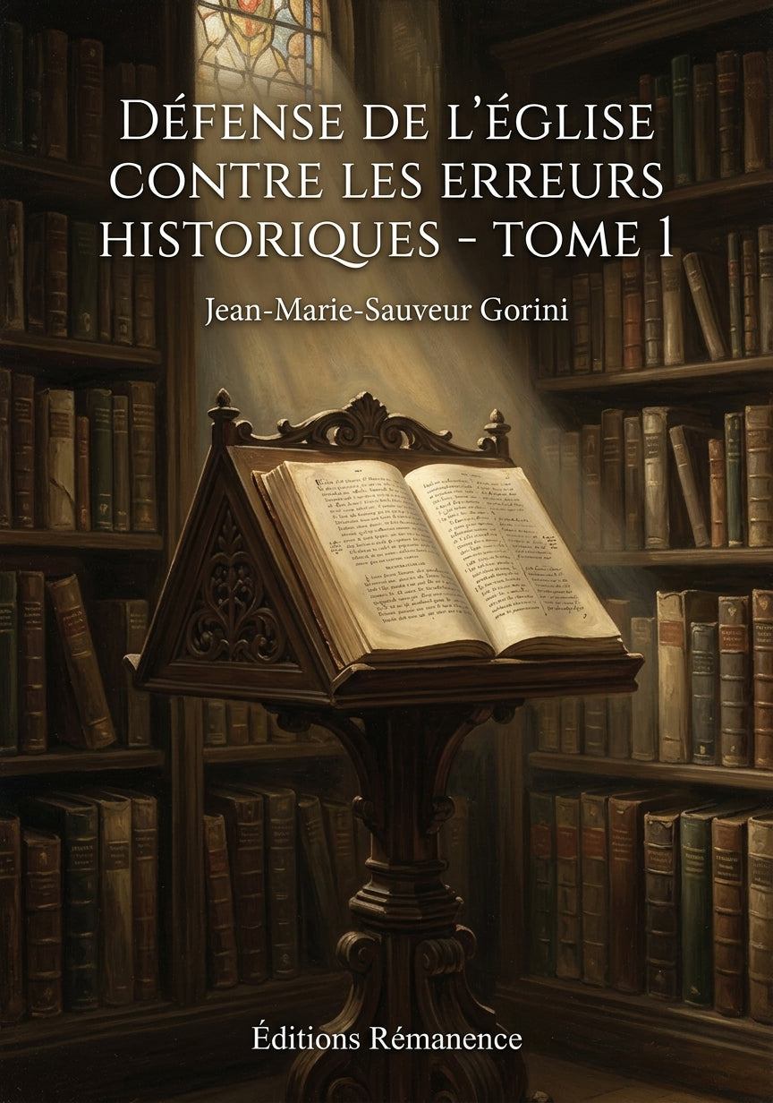 Livre Défense de l’Église contre les erreurs historiques - Tome 4 par Jean-Marie-Sauveur Gorini - Couverture - Editions Remanence