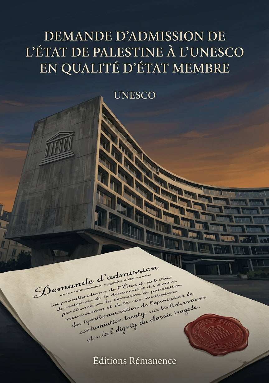 Livre Demande d’admission de l’état de Palestine à l’UNESCO en qualité d’état membre par UNESCO - Couverture - Editions Remanence