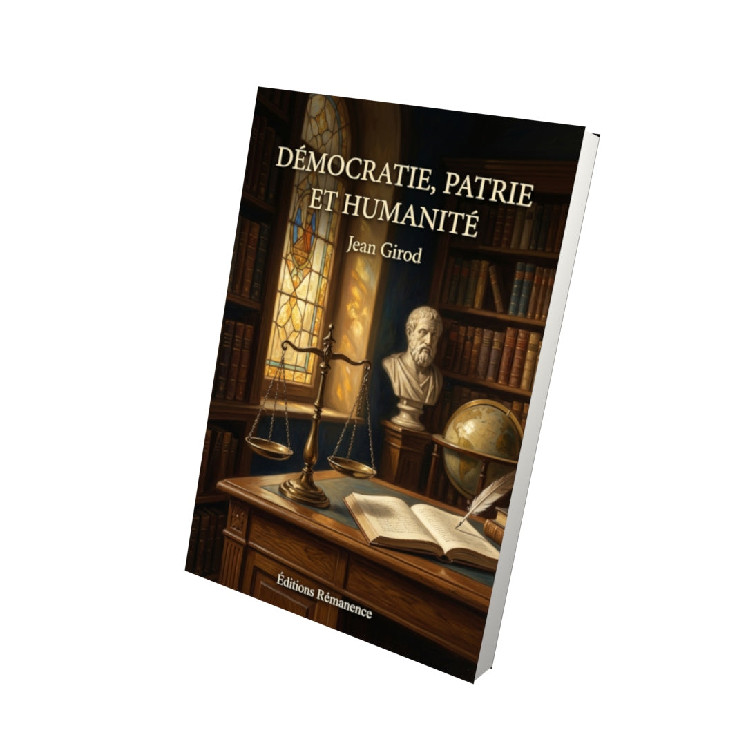 Livre Démocratie, patrie et humanité par Jean Girod - Vue 3D - Editions Remanence