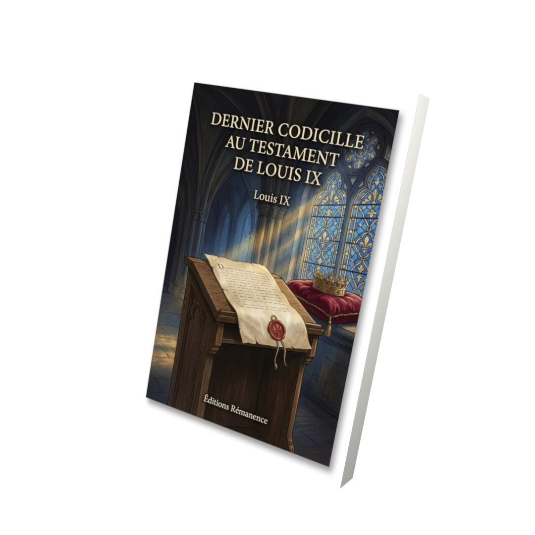 Livre Dernier codicille au testament de Louis IX par Louis IX - Vue 3D - Editions Remanence