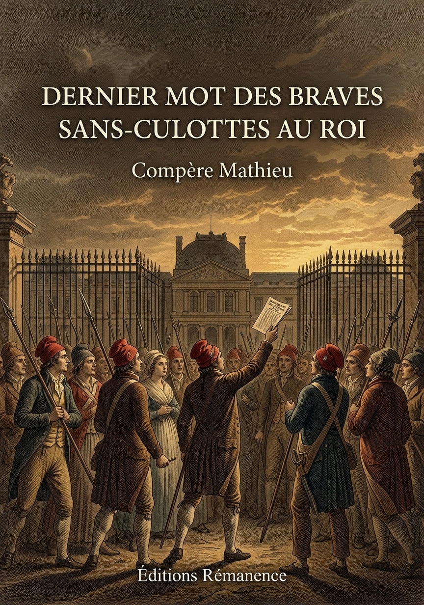 Livre Dernier mot des braves sans-culottes au Roi par Compère Mathieu - Couverture - Editions Remanence