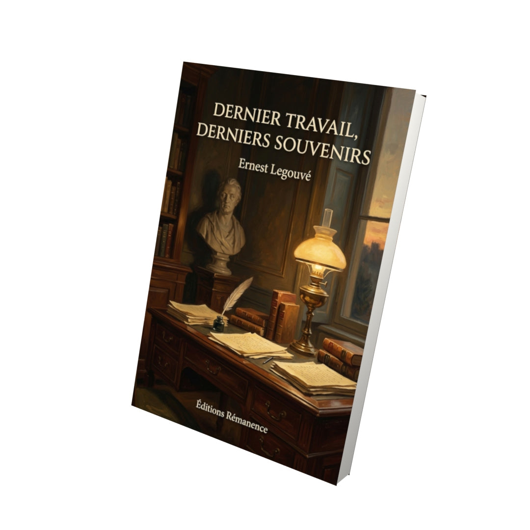 Livre Dernier travail, derniers souvenirs par Ernest Legouvé - Vue 3D - Editions Remanence