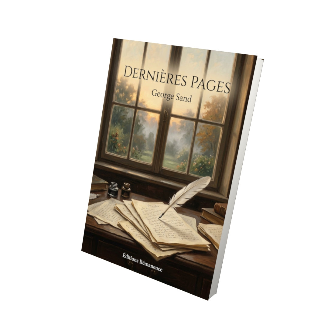 Livre Dernières pages par George Sand - Vue 3D - Editions Remanence