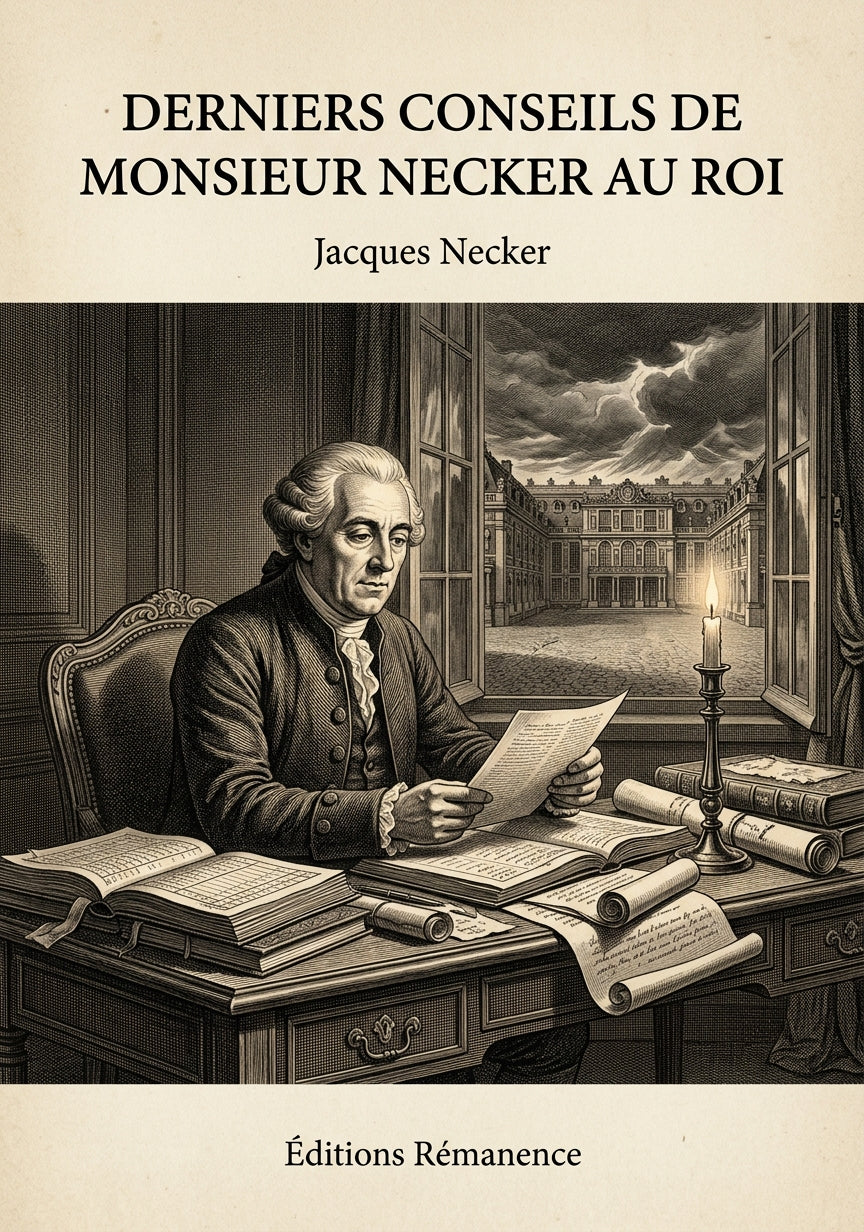 Livre Derniers conseils de Monsieur Necker au Roi par Jacques Necker - Couverture - Editions Remanence