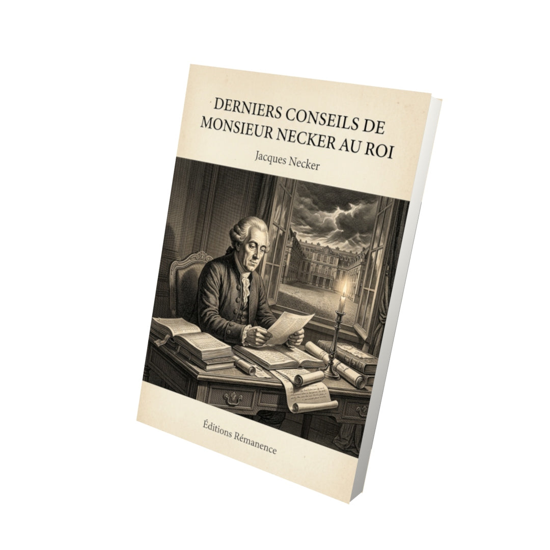 Livre Derniers conseils de Monsieur Necker au Roi par Jacques Necker - Vue 3D - Editions Remanence