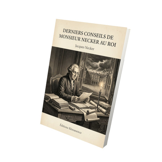 Livre Derniers conseils de Monsieur Necker au Roi par Jacques Necker - Vue 3D - Editions Remanence