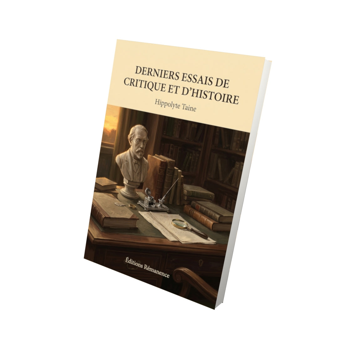 Livre Derniers essais de critique et d’histoire par Hippolyte Taine - Vue 3D - Editions Remanence