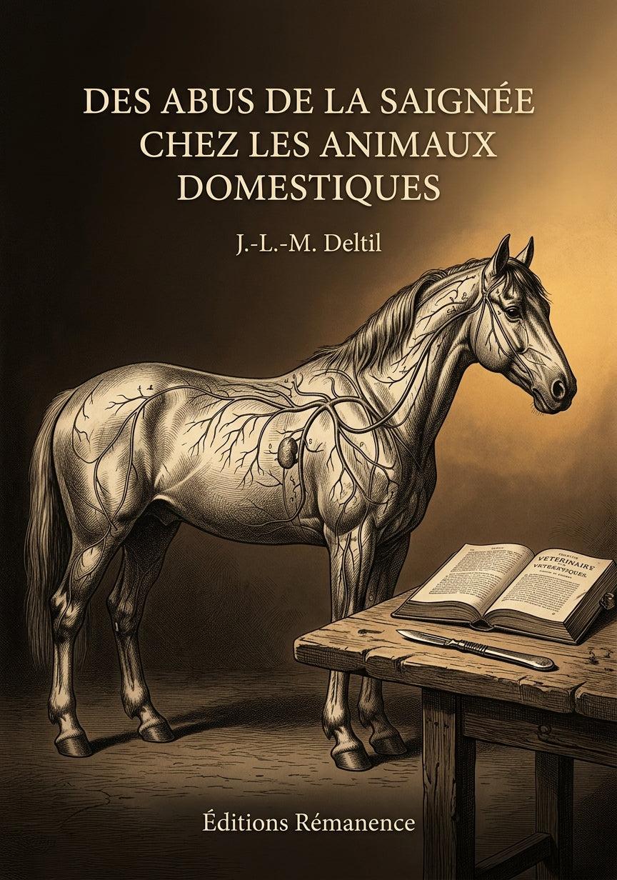 Livre Des abus de la saignée chez les animaux domestiques par J.-L.-M. Deltil - Couverture - Editions Remanence