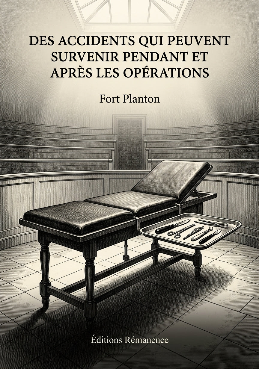 Livre Des accidents qui peuvent survenir pendant et après les opérations par Fort Planton - Couverture - Editions Remanence