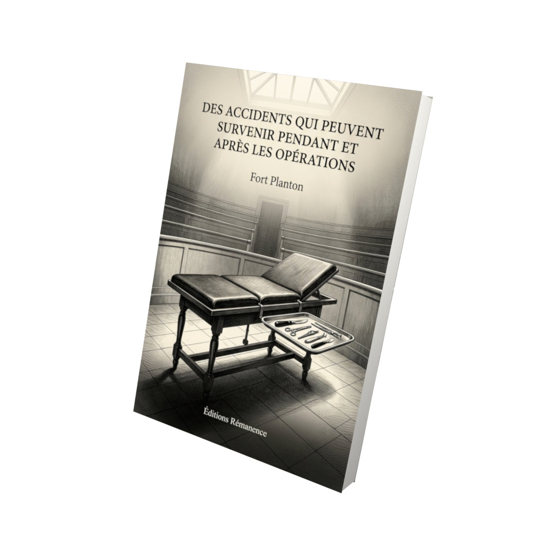 Livre Des accidents qui peuvent survenir pendant et après les opérations par Fort Planton - Vue 3D - Editions Remanence