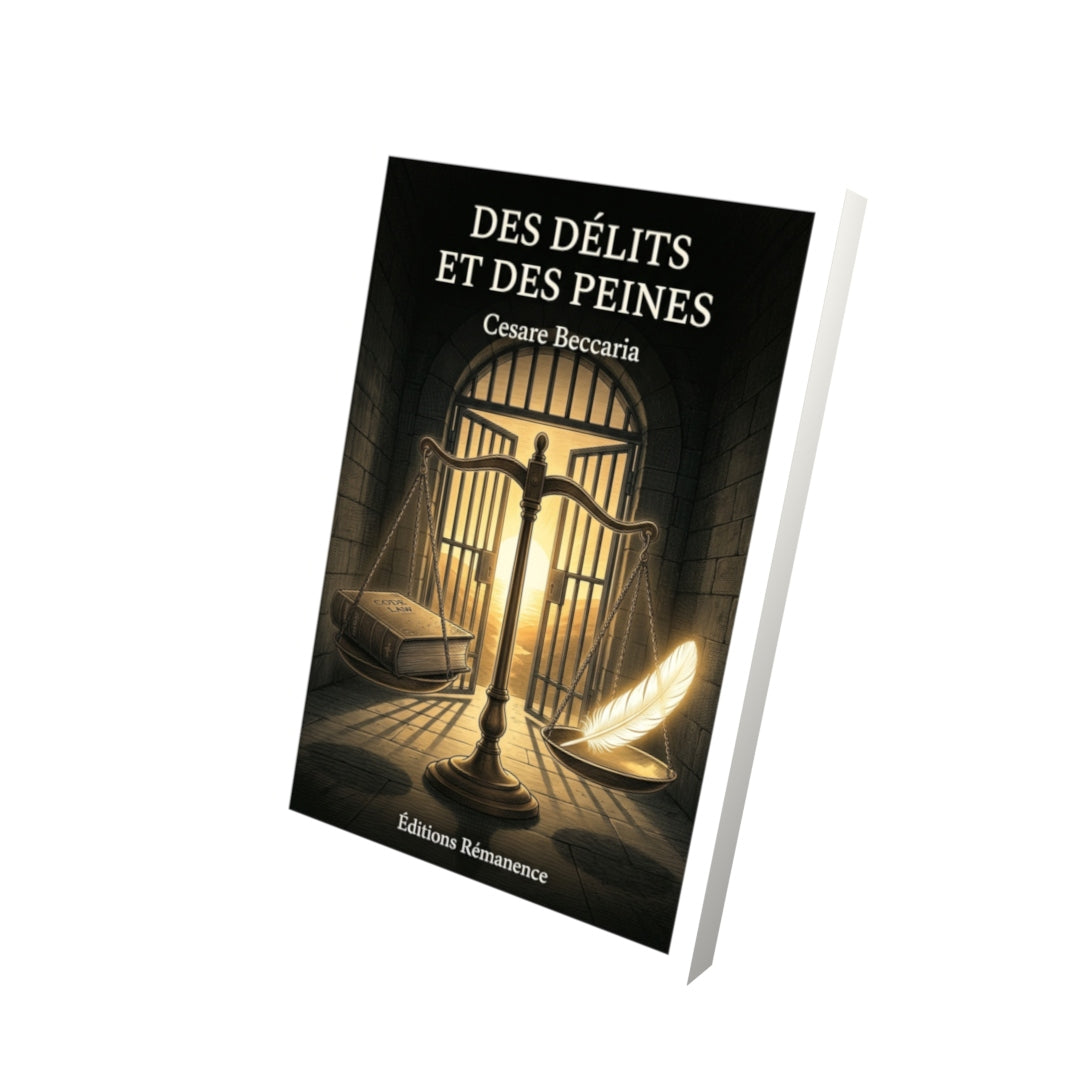 Livre Des délits et des peines par Cesare Beccaria - Vue 3D - Editions Remanence