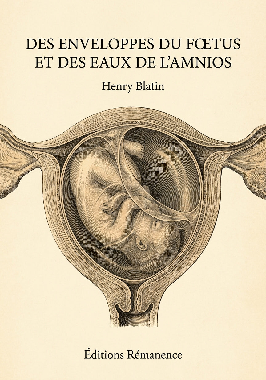 Livre Des Enveloppes du foetus et des eaux de l'amnios par Henry Blatin - Couverture - Editions Remanence