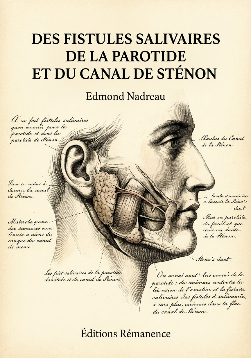Livre Des fistules salivaires de la parotide et du canal de sténon par Edmond Nadreau - Couverture - Editions Remanence
