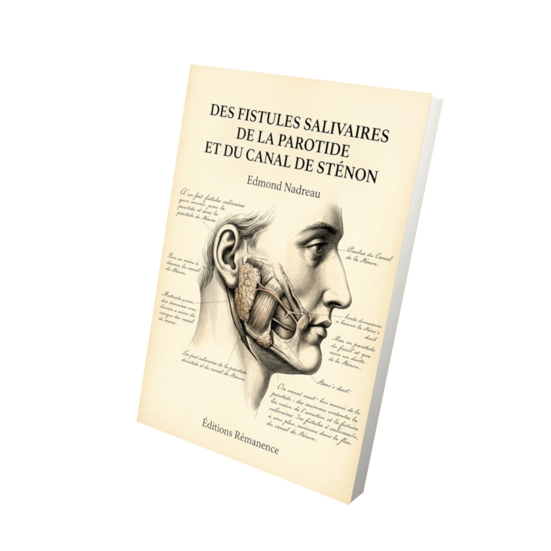Livre Des fistules salivaires de la parotide et du canal de sténon par Edmond Nadreau - Vue 3D - Editions Remanence
