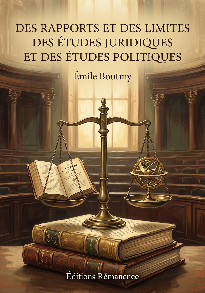Livre Des rapports et des limites des études juridiques et des études politiques par Émile Boutmy - Couverture - Editions Remanence