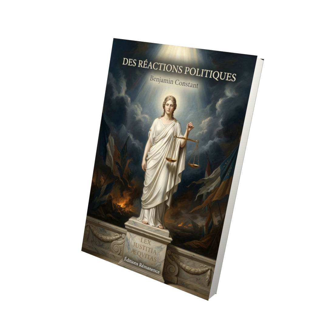 Livre Des réactions politiques par Benjamin Constant - Vue 3D - Editions Remanence
