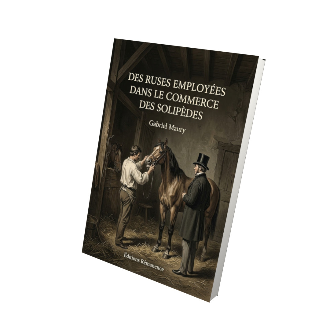 Livre Des ruses employées dans le commerce des solipèdes par Gabriel Maury - Vue 3D - Editions Remanence