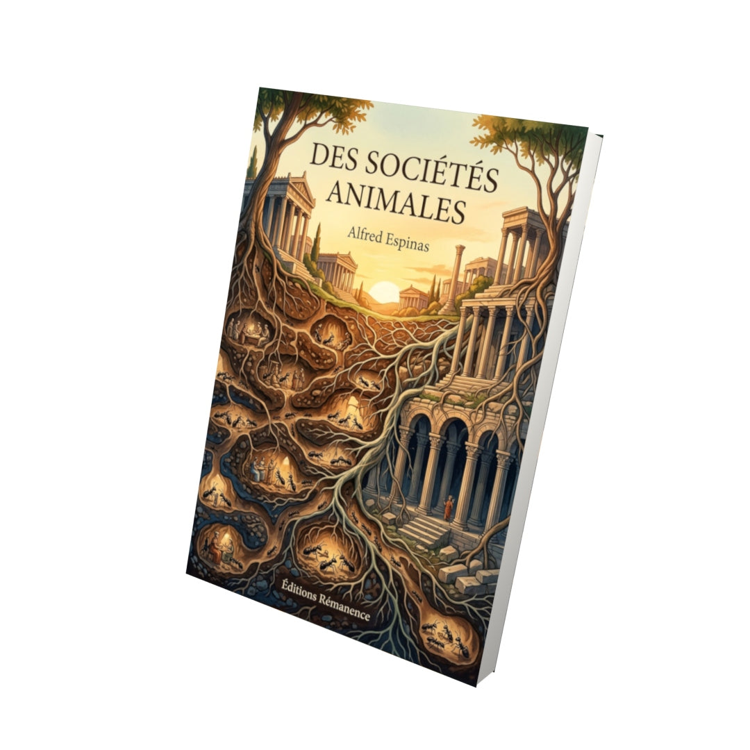 Livre Des sociétés animales par Alfred Espinas - Vue 3D - Editions Remanence