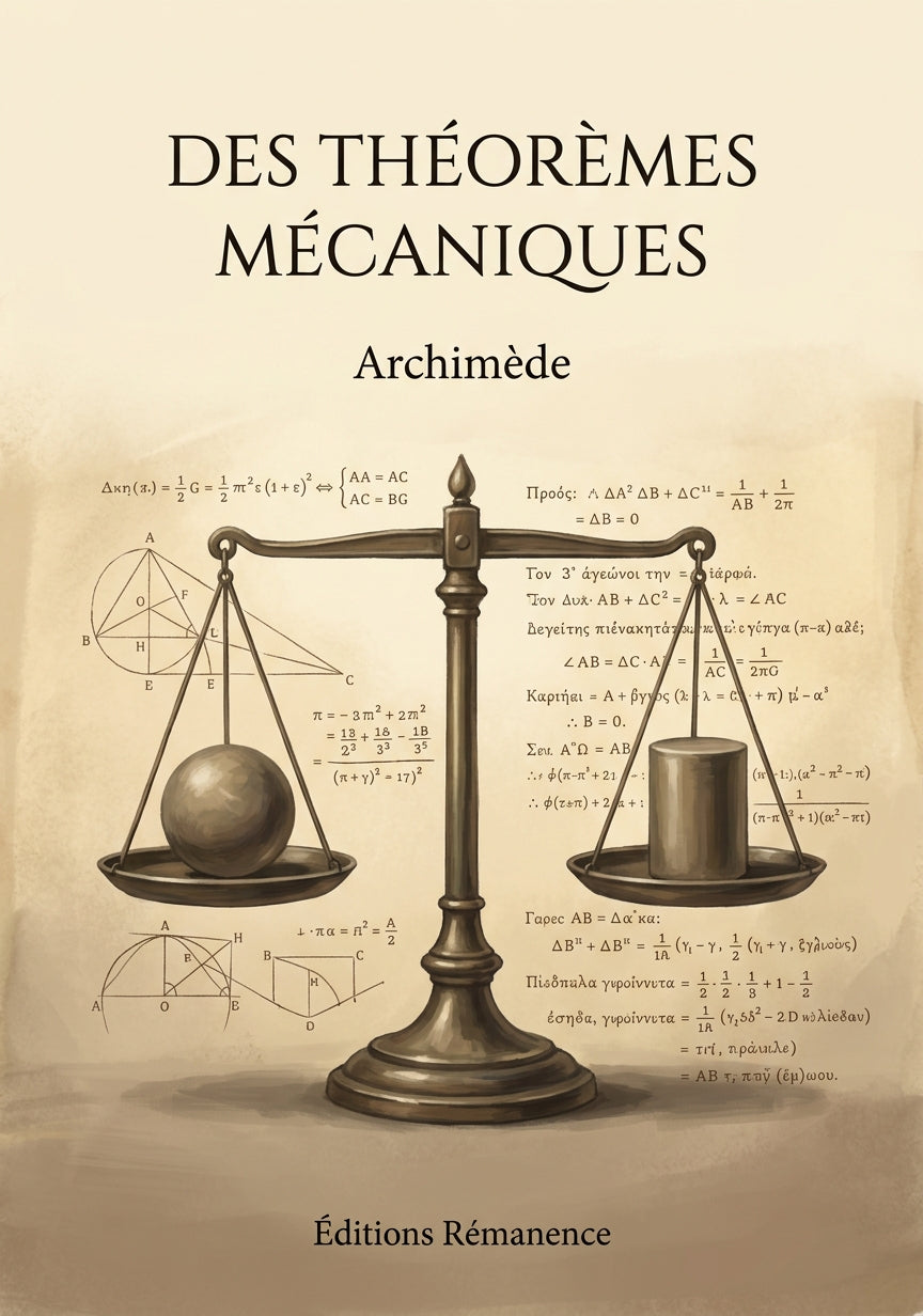 Livre Des théorèmes mécaniques par Archimède - Couverture - Editions Remanence