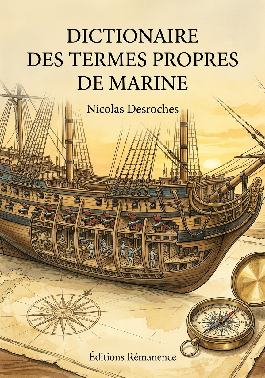Livre Dictionaire des termes propres de marine par Nicolas Desroches - Couverture - Editions Remanence