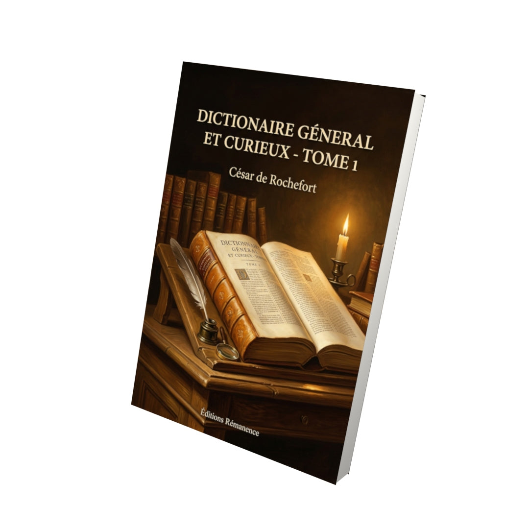 Livre Dictionaire general et curieux - Tome 1 par César de Rochefort - Vue 3D - Editions Remanence