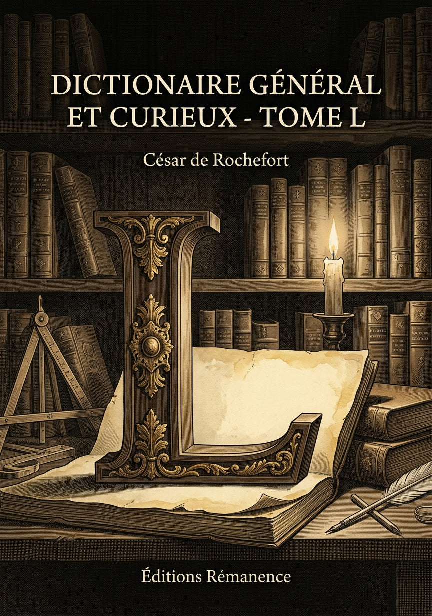 Livre Dictionaire general et curieux - Tome L par César de Rochefort - Couverture - Editions Remanence