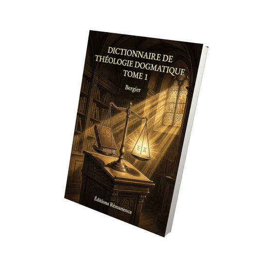Livre Dictionnaire de théologie dogmatique Tome 1 - Bergier - Vue 3D - Editions Remanence