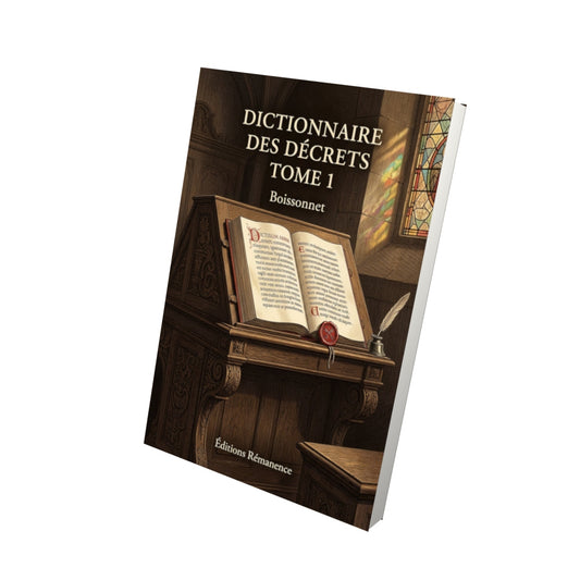 Livre Dictionnaire des décrets Tome 1 - Boissonnet - Vue 3D - Editions Remanence