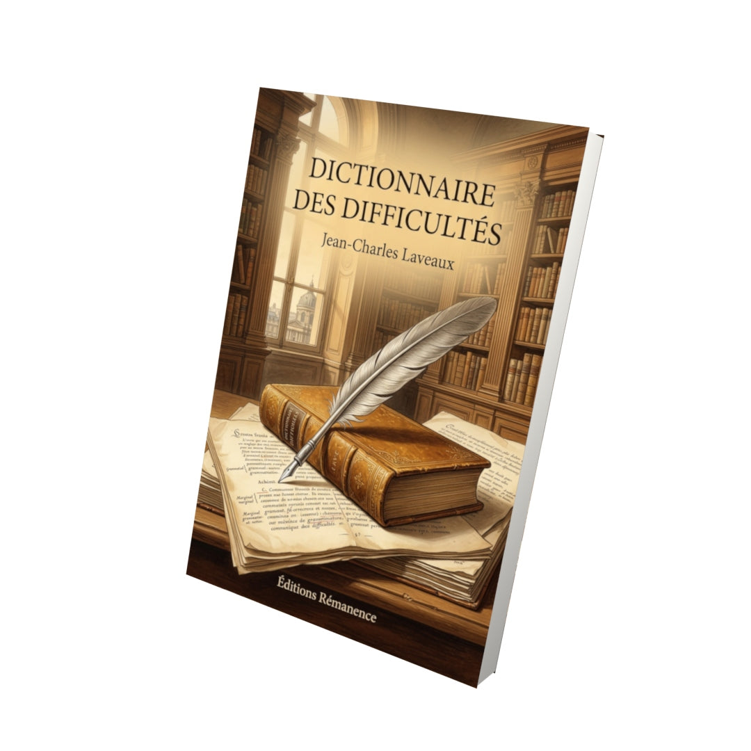 Livre Dictionnaire des difficultés par Jean-Charles Laveaux - Vue 3D - Editions Remanence