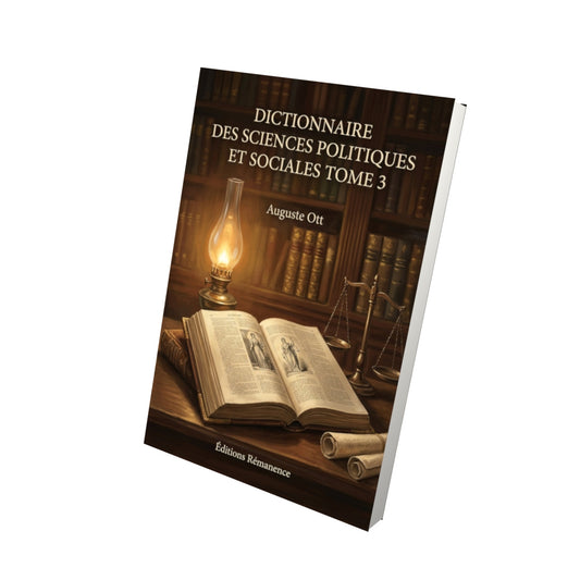Livre Dictionnaire des sciences politiques et sociales Tome 3 - Auguste Ott - Vue 3D - Editions Remanence