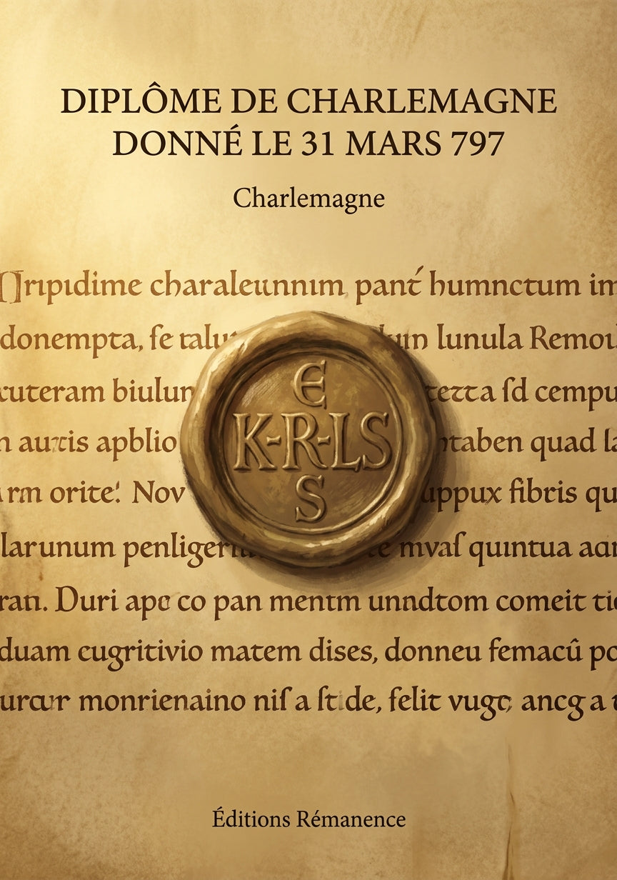 Livre Diplôme de Charlemagne donné le 31 mars 797 par Charlemagne - Couverture - Editions Remanence