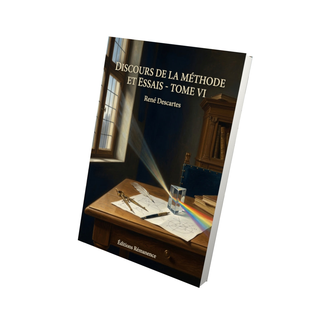 Livre Discours de la méthode et Essais - Tome VI par René Descartes - Vue 3D - Editions Remanence