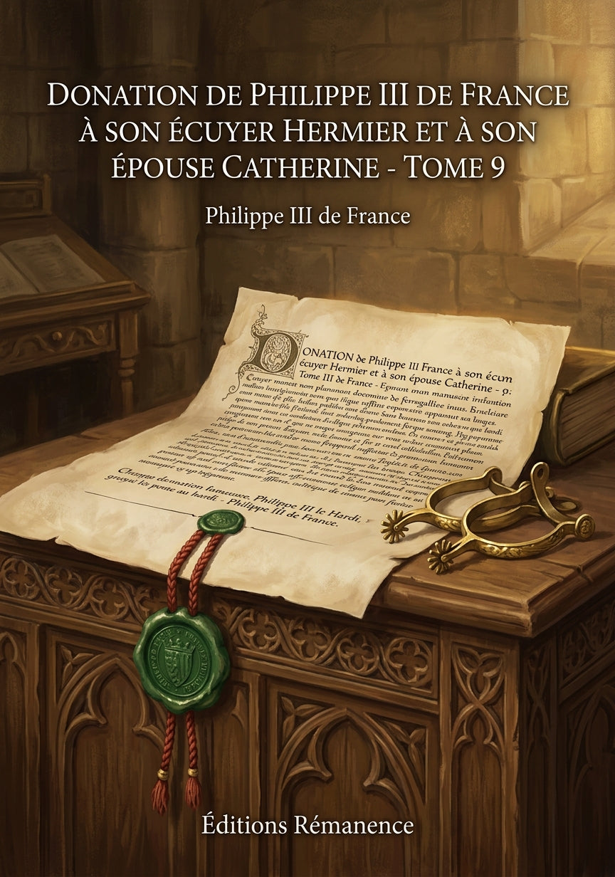 Livre Donation de Philippe III de France à son écuyer Hermier et à son épouse Catherine - Tome 9 par Philippe III de France - Couverture - Editions Remanence