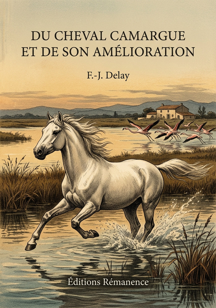 Livre Du cheval Camargue et de son amélioration par F.-J. Delay - Couverture - Editions Remanence