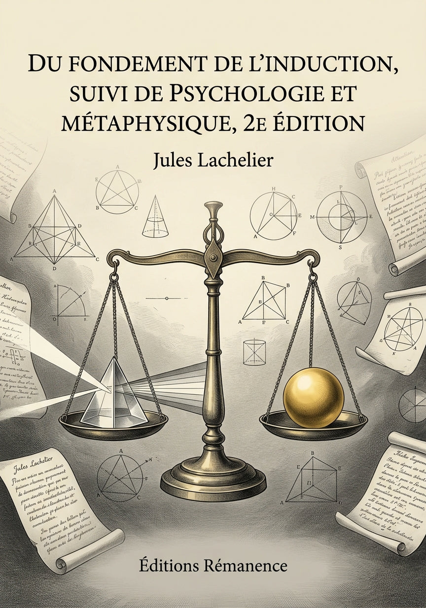 Livre Du fondement de l’induction, suivi de Psychologie et Métaphysique, 2e édition par Jules Lachelier - Couverture - Editions Remanence
