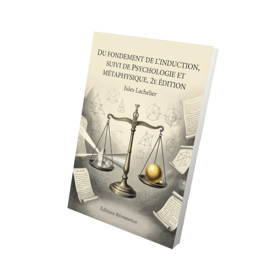 Livre Du fondement de l’induction, suivi de Psychologie et Métaphysique, 2e édition par Jules Lachelier - Vue 3D - Editions Remanence