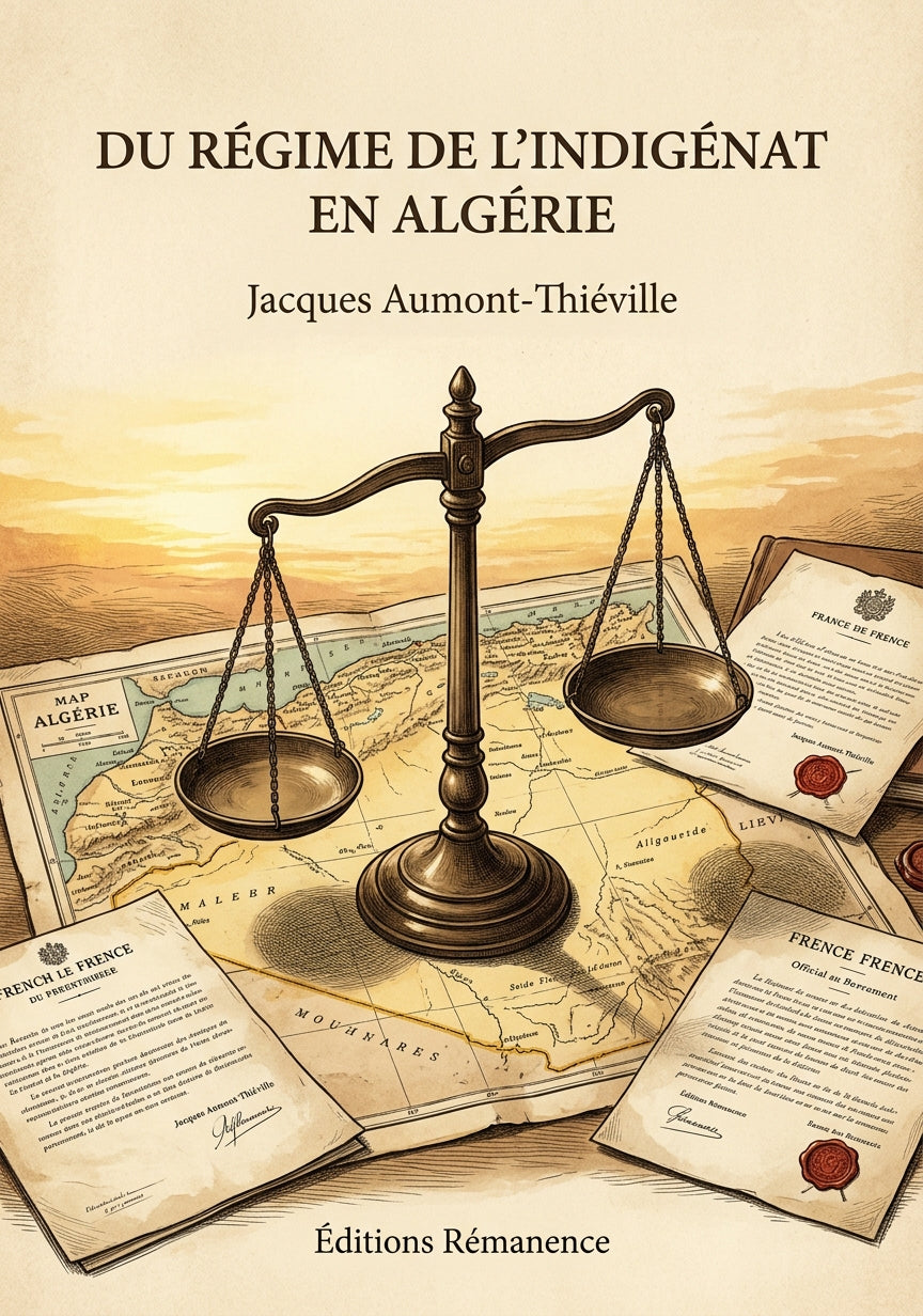 Livre Du régime de l’indigénat en Algérie par Jacques Aumont-Thiéville - Couverture - Editions Remanence