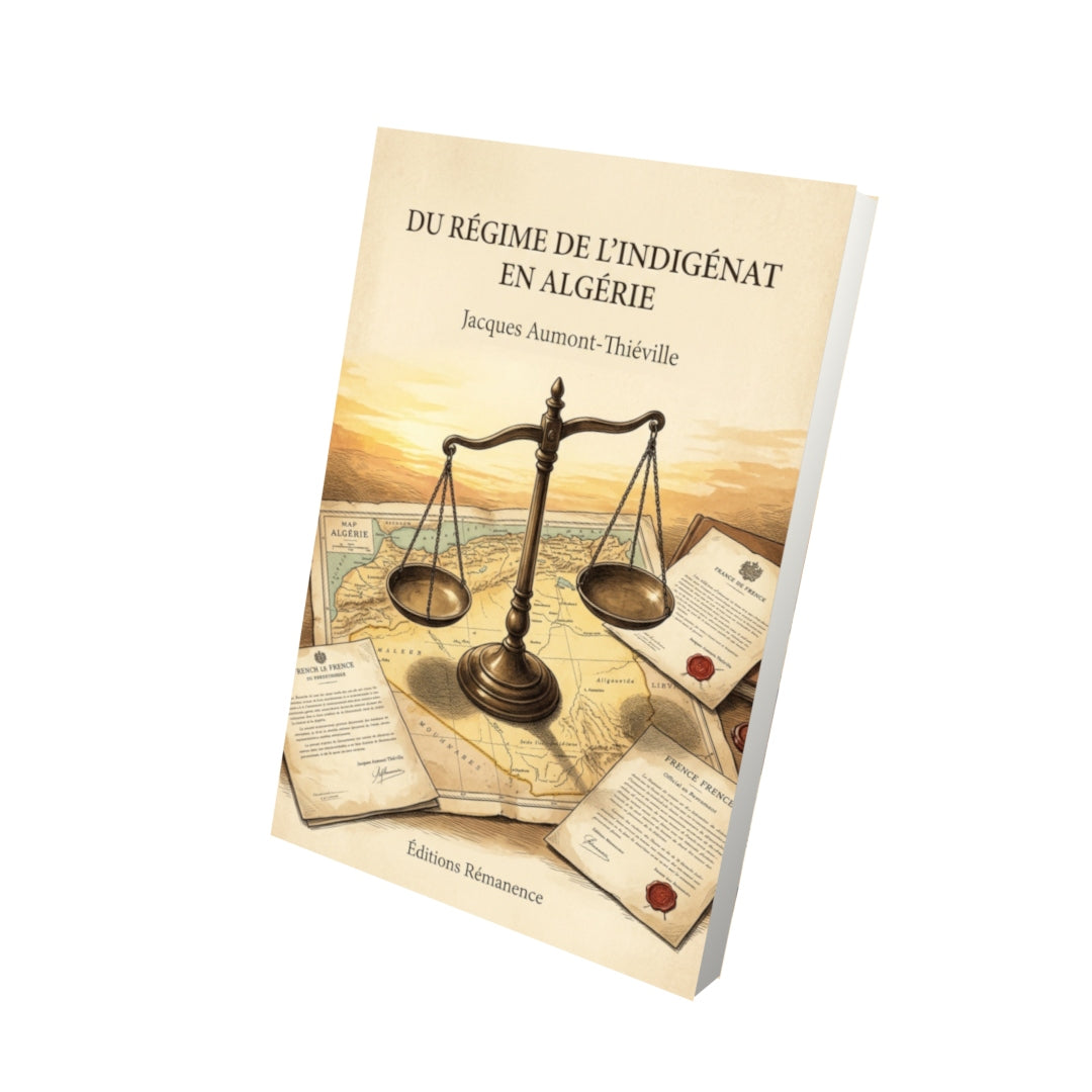 Livre Du régime de l’indigénat en Algérie par Jacques Aumont-Thiéville - Vue 3D - Editions Remanence