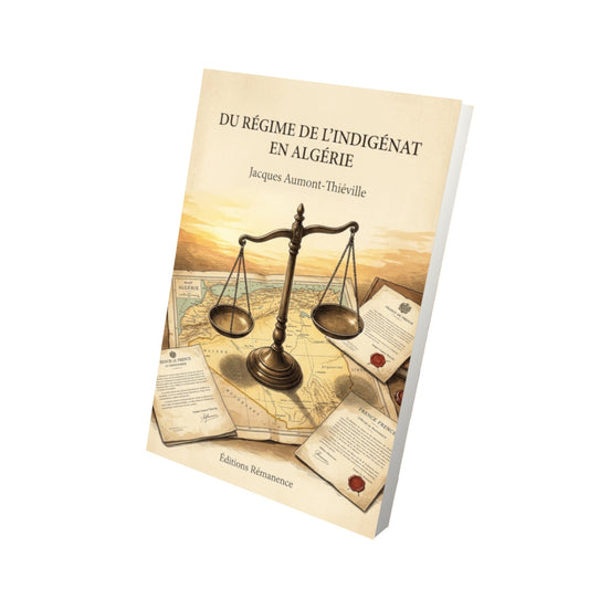 Livre Du régime de l’indigénat en Algérie par Jacques Aumont-Thiéville - Vue 3D - Editions Remanence