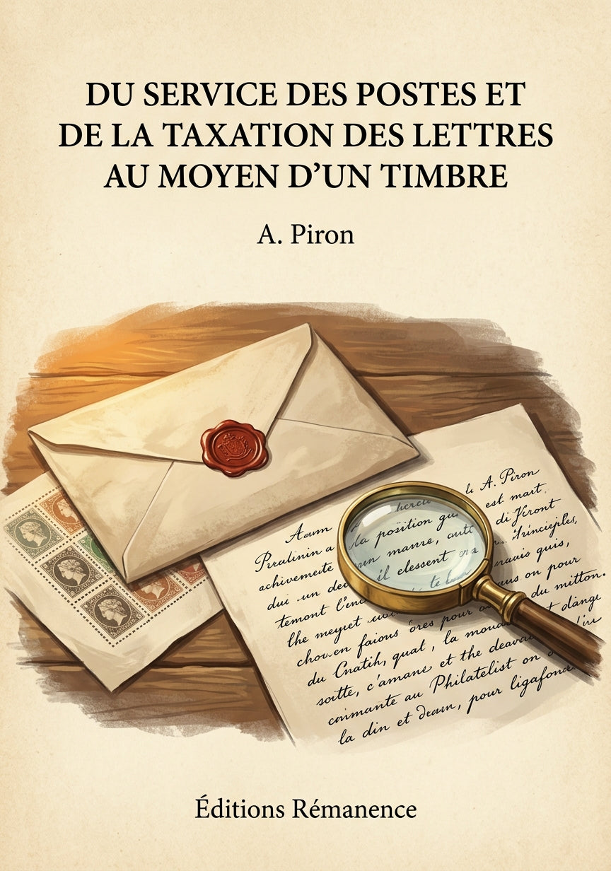 Du service des postes et de la taxation des lettres au moyen d'un timbre - A. Piron (Couverture)